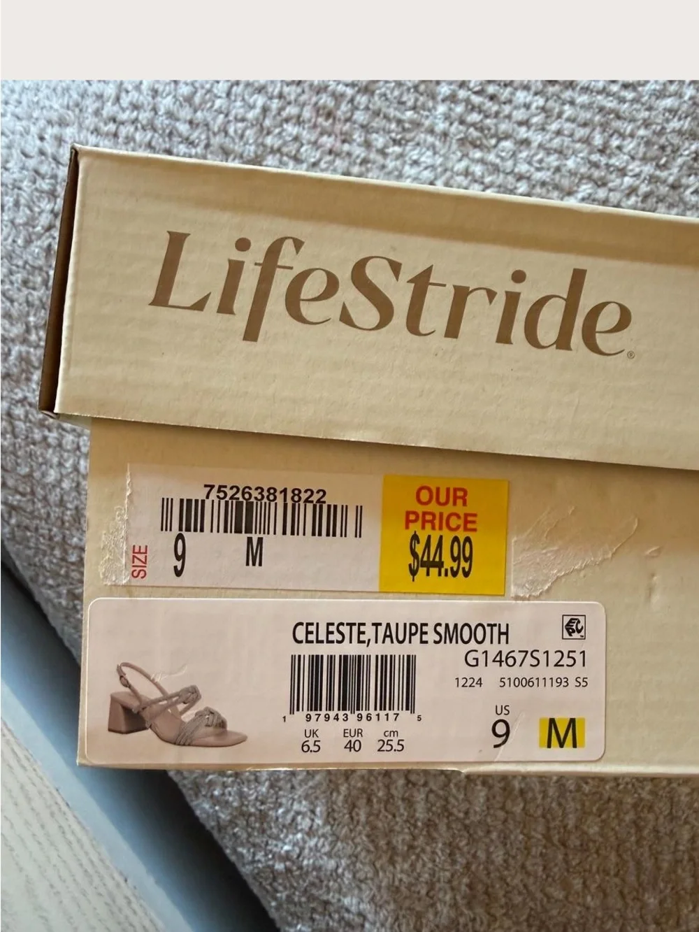 Life Stride Beige Slingback Sandals with Silver Beaded Knots